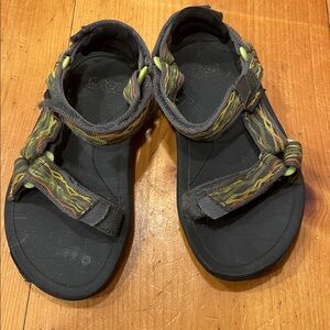 Teva Youth Sandals Green Black yellow Hurricane adjustable strap Kids Size 1